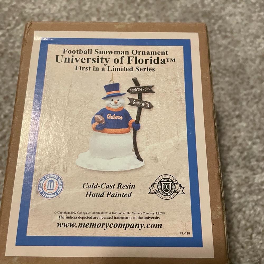 2002 first in limited series Florida Gators resin snowman Christmas Ornament